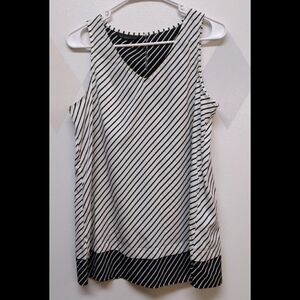 Attention black and white striped sleeveless top